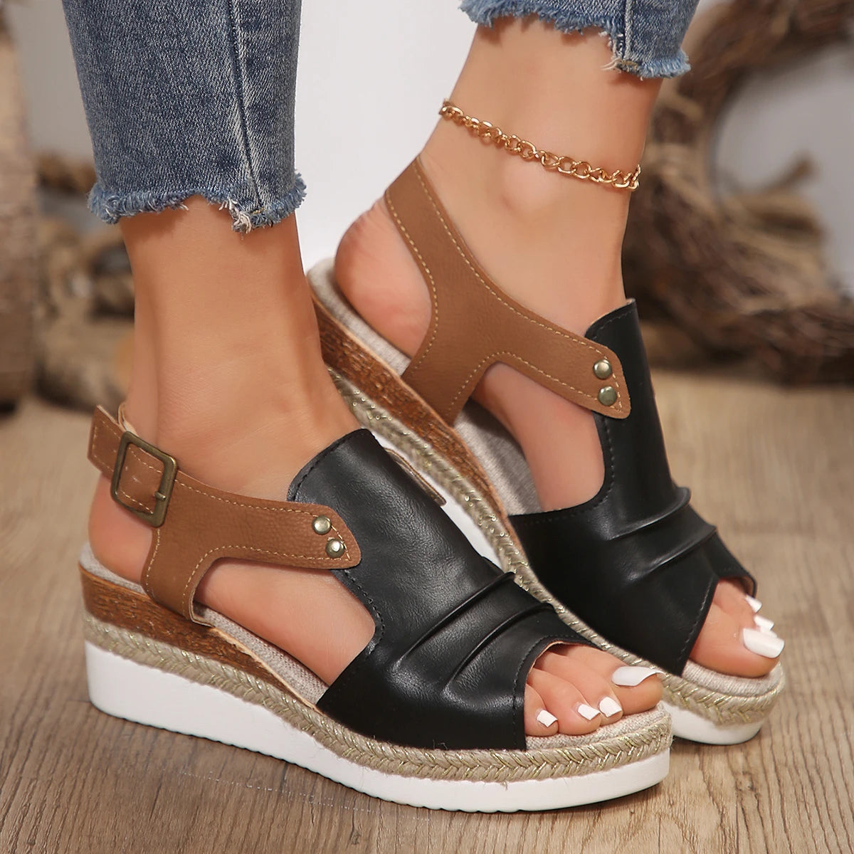 Women's Sandals Peep Toe Heels Sandals For Summer 2025 Wedges Heeled Sandals Shoes Woman Platform Footwear Summer Shoes Women
