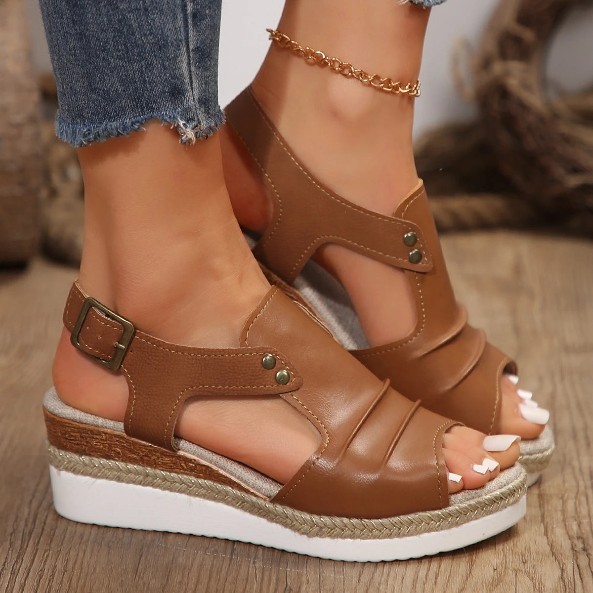 Women's Sandals Peep Toe Heels Sandals For Summer 2025 Wedges Heeled Sandals Shoes Woman Platform Footwear Summer Shoes Women