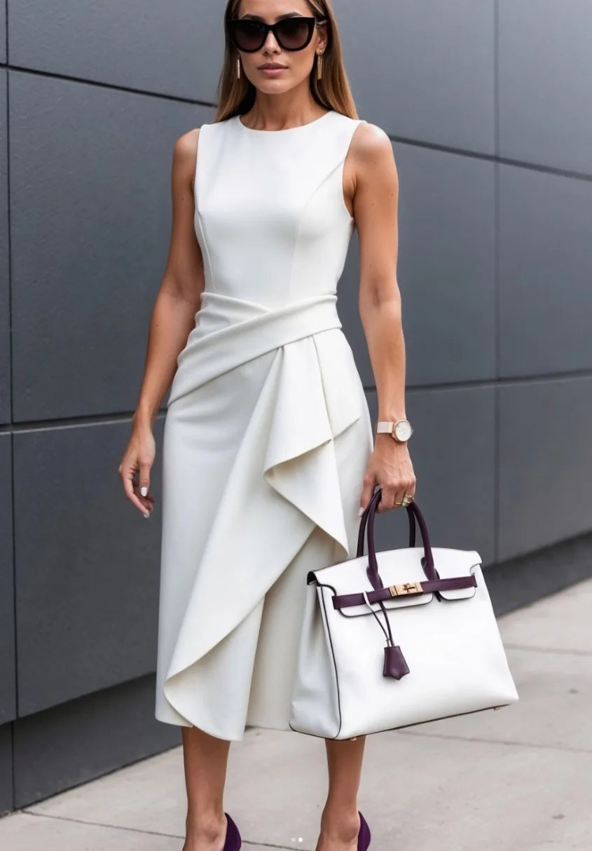 Summer Sleeveless Long Dresses For Women Elegant 2025 Fashion Office Lady Solid Color Bodycon Tank Maxi Dress Casual