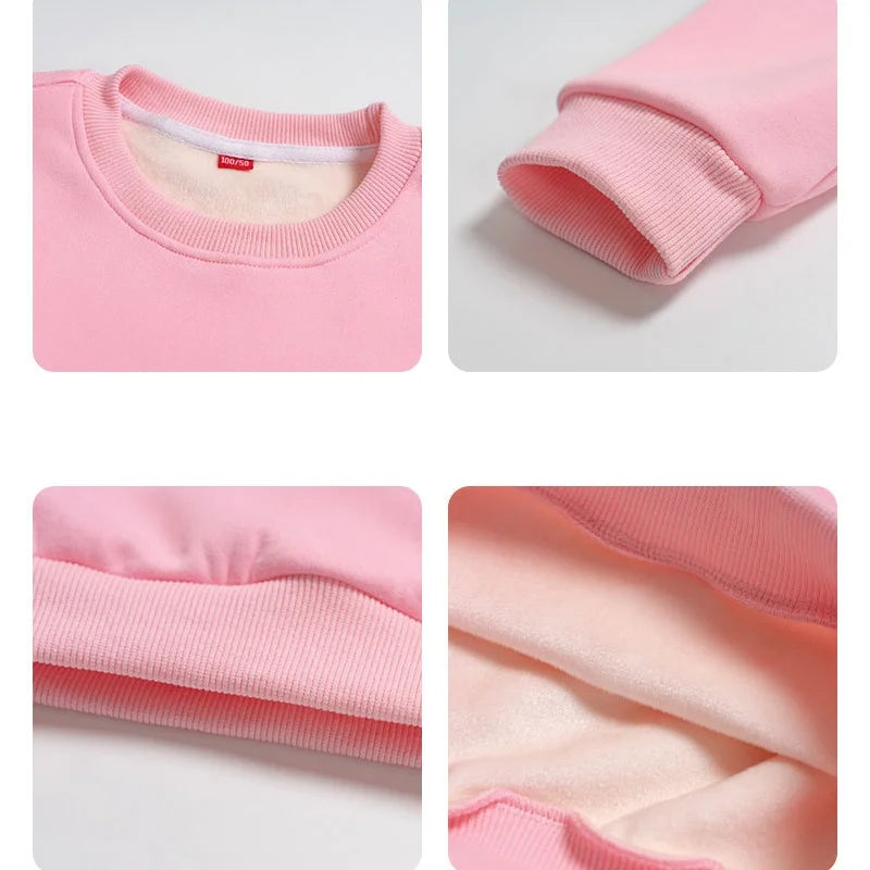 2024 winter warm sweaters for girls fleece thicken kids sweatshirts cartoon tops toddler boys clothing