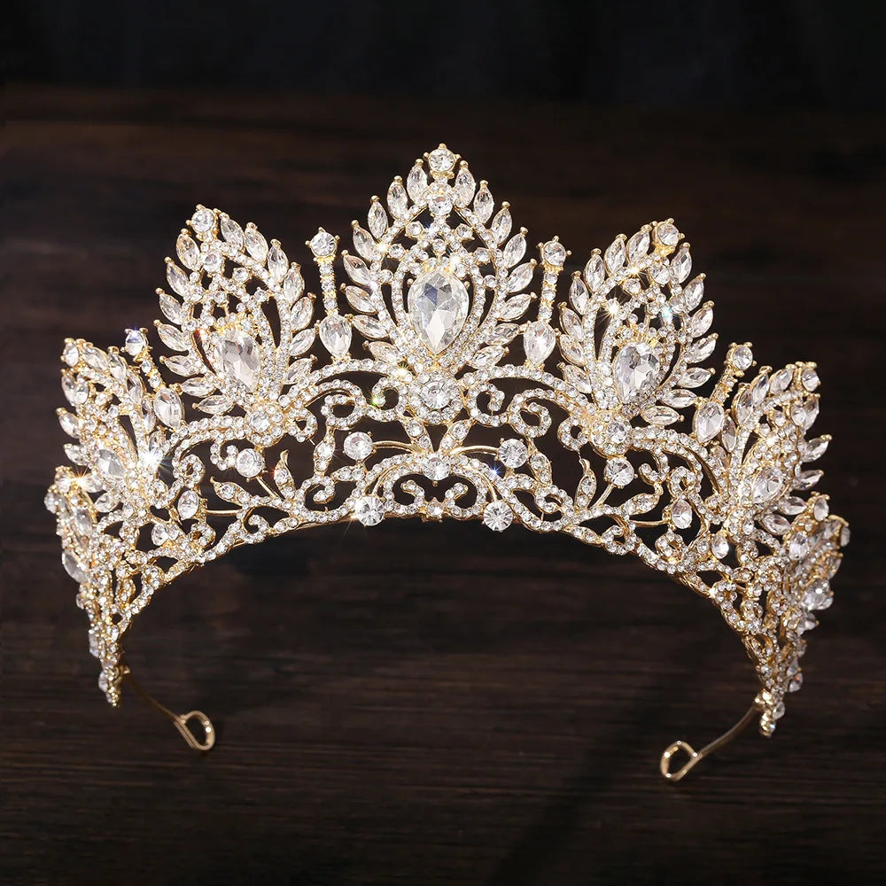 KMVEXO Baroque Queen Large Crystal Rhinestone AB Tiaras Crown Bridal Women Girl Wedding Diadem Princess Party Hair Dress Jewelry