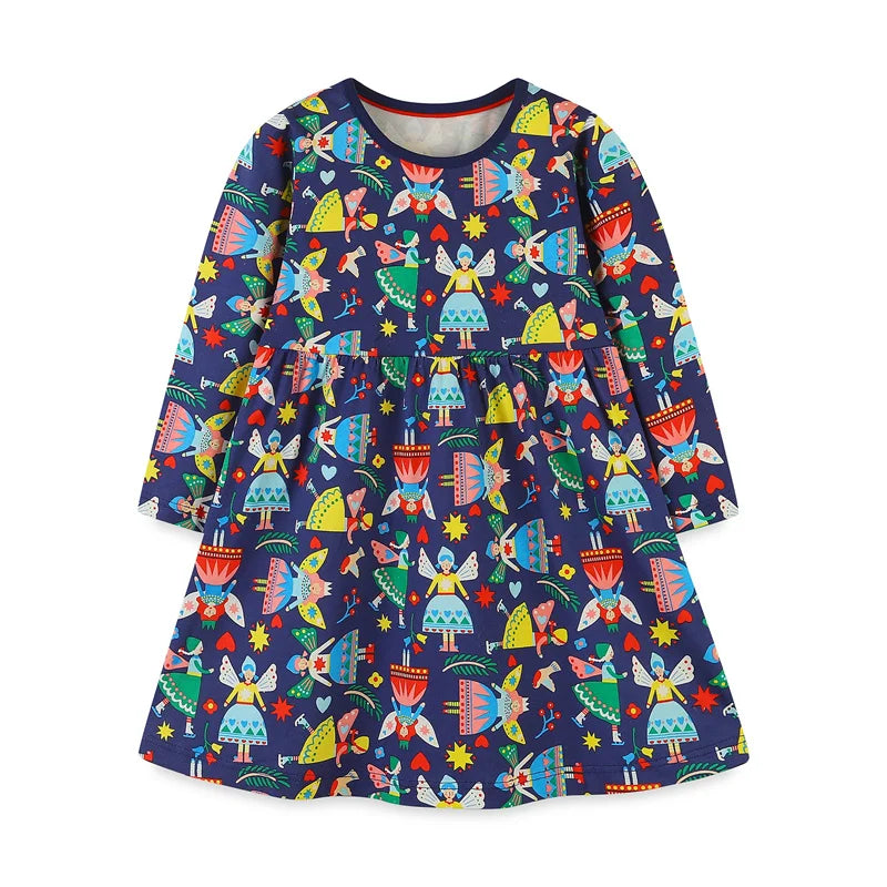 Jumping Meters 2-7T Princess Girls Dresses Autumn Spring Animals Embroidery Cute Hot Selling Kids Dresses