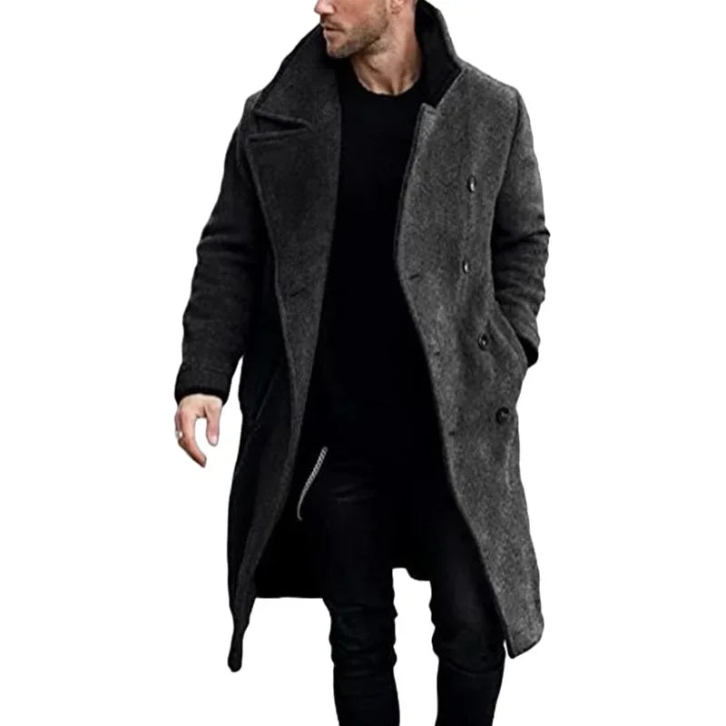 23 Autumn and Winter Woolen Men's Coat Long Multi-color Multi-code Woolen Windbreaker European Coat Double-breasted