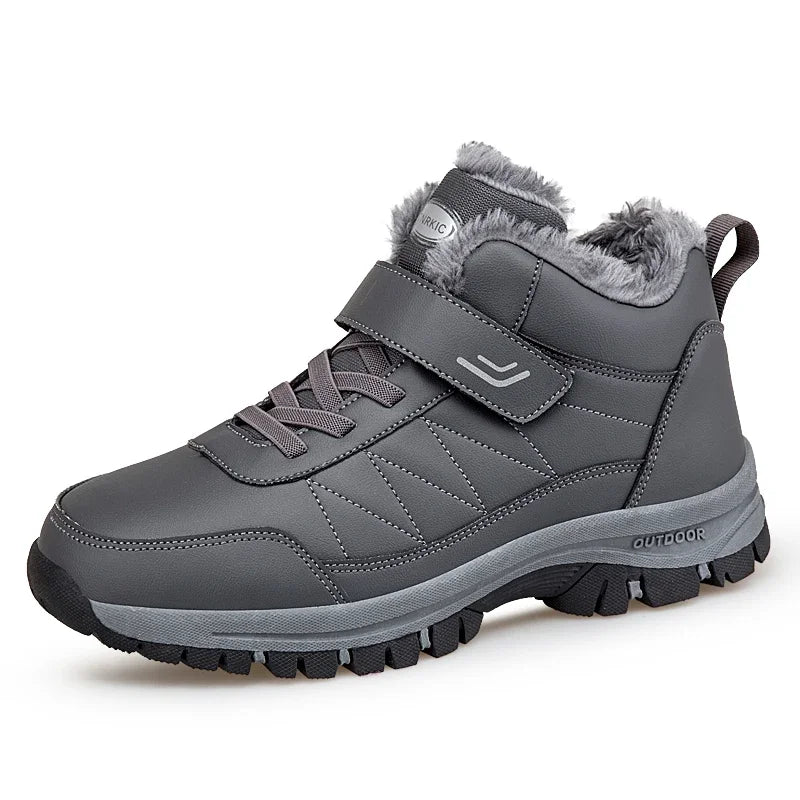 Winter Boots for Men New Waterproof PU Leather Warm Snow Ankle Boots Outdoor Warm plush Non-slip Work High-top Casual Shoes
