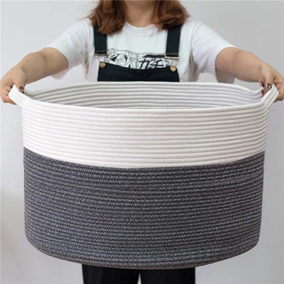 Household Wicker Dirty Laundry Basket ,Oversized Cotton Woven Storage Basket,Store Clothes and Miscellaneous ,Foldable Toy Stora