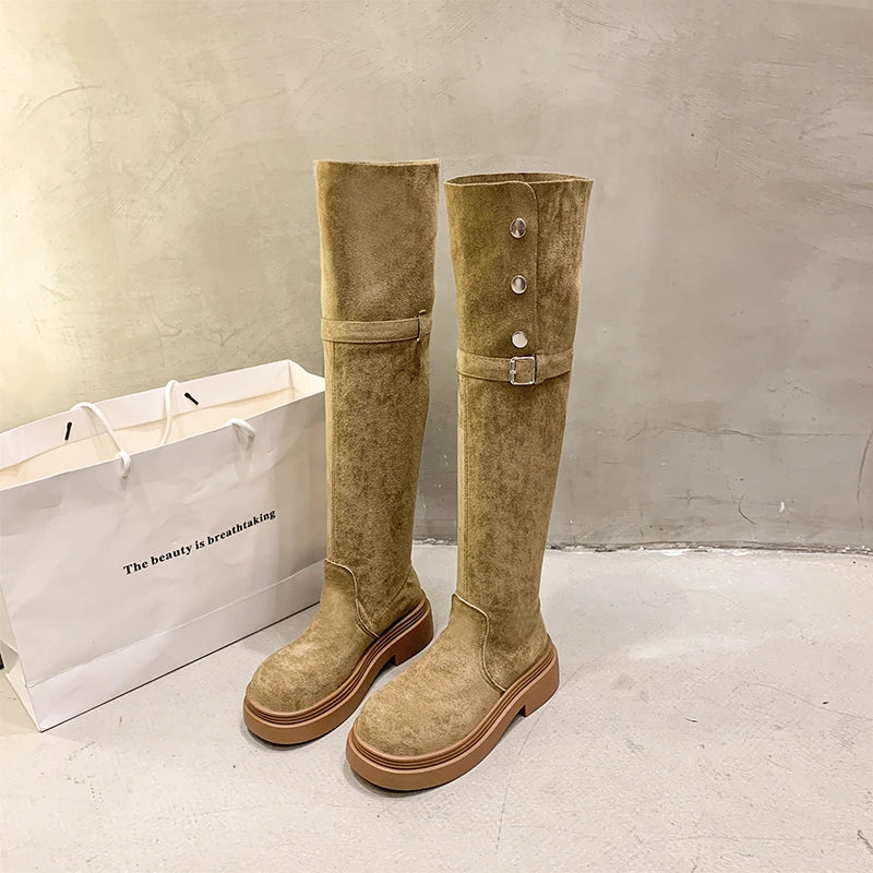 Winter Modern Platform Women's Over The Knee Boots Fashion Thick Heels Long Bootties Woman Largas Booties thigh high boots