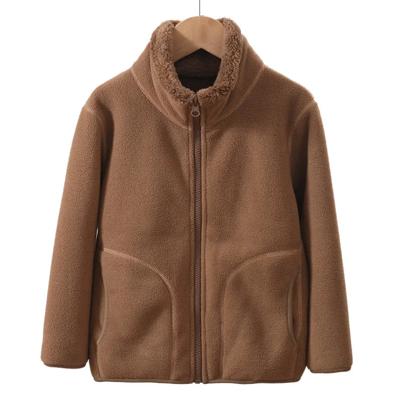 School Children's Winter Jacket Fleece Thick Warm Teenage Boys Girls Outerwear Windproof Casual Cozy Coats 18 19 20 Years Tops