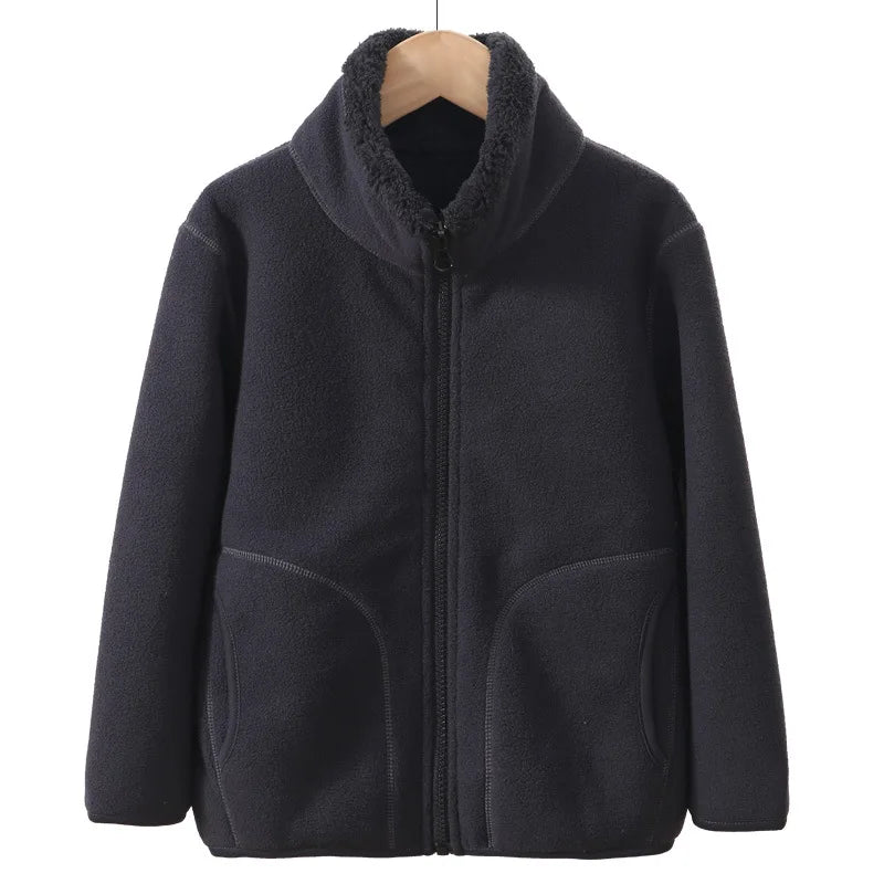 School Children's Winter Jacket Fleece Thick Warm Teenage Boys Girls Outerwear Windproof Casual Cozy Coats 18 19 20 Years Tops