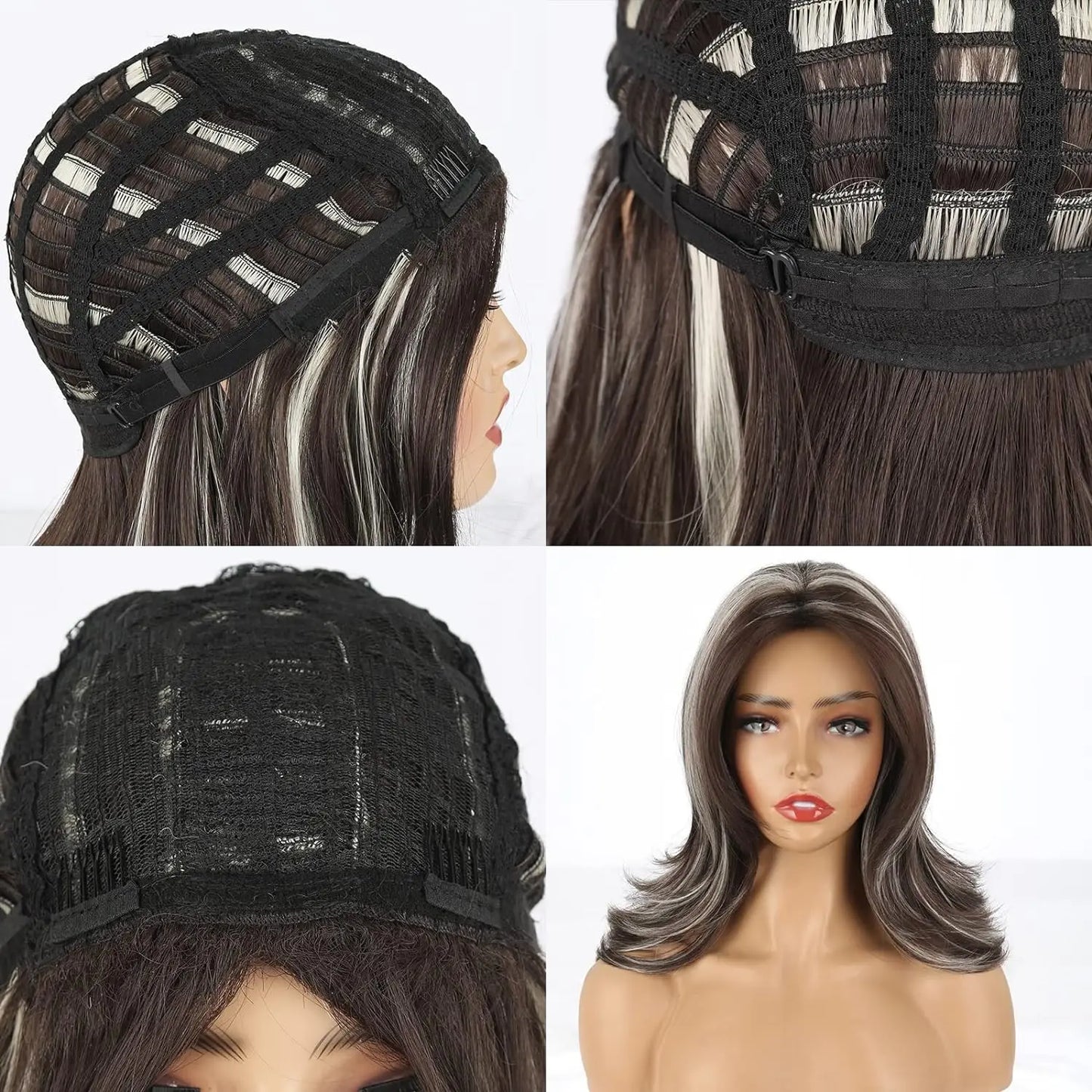 Long Layered Wigs for Women Highlight Wigs for White Women Wavy Wig Natural Looking Synthetic Heat Resistant Wig for Daily Use