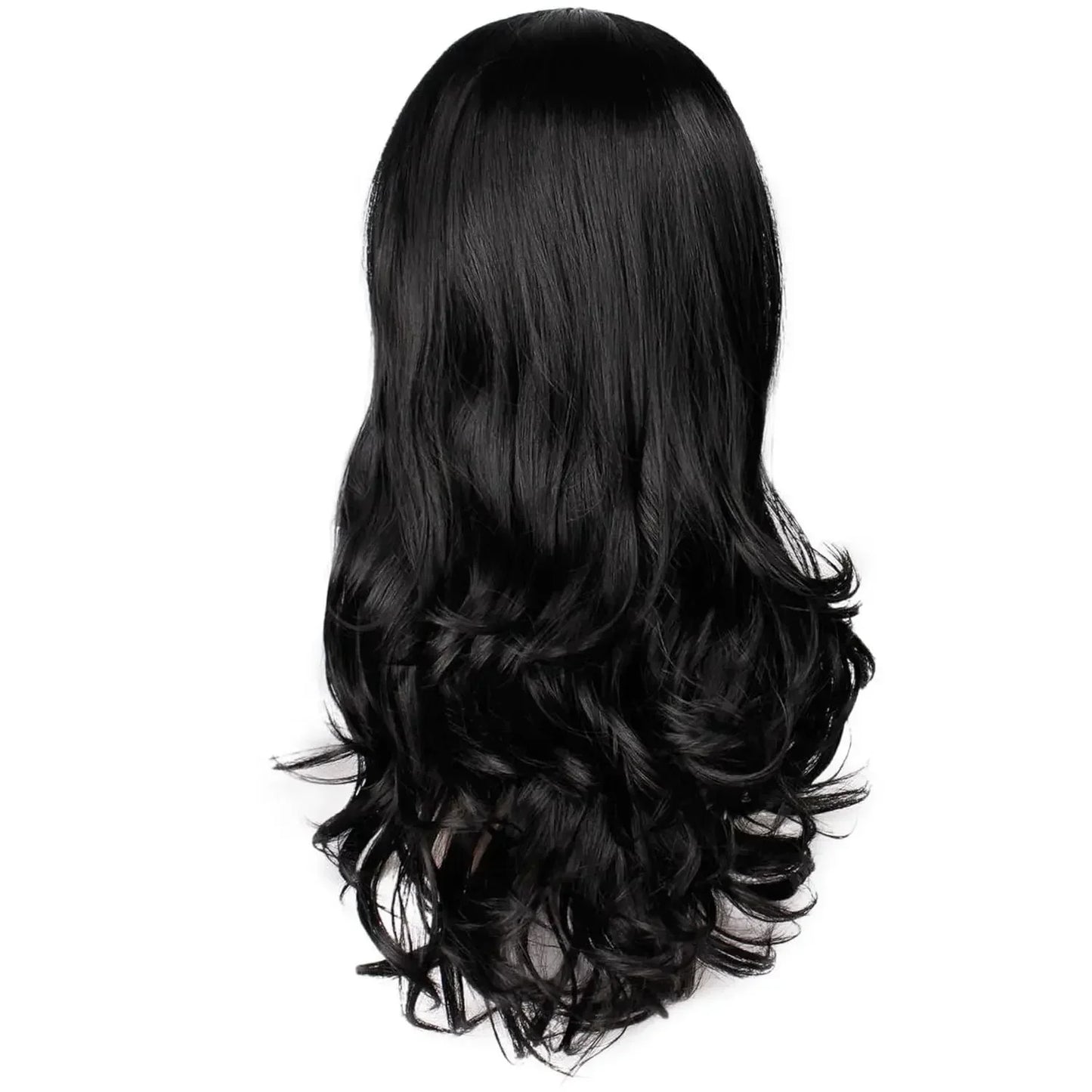 Long Wine Red Wavy Wig for Women 26 Inch Middle Part Curly Wavy Wigs Natural Looking Synthetic Black Wig for Daily Party Use