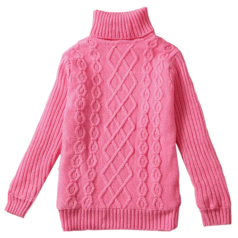 Autumn Winter Boys Clothing Teen Girls Sweater Kids Fashion Turtleneck Sweater Family Matching Pullovers Outwear Knit Clothing
