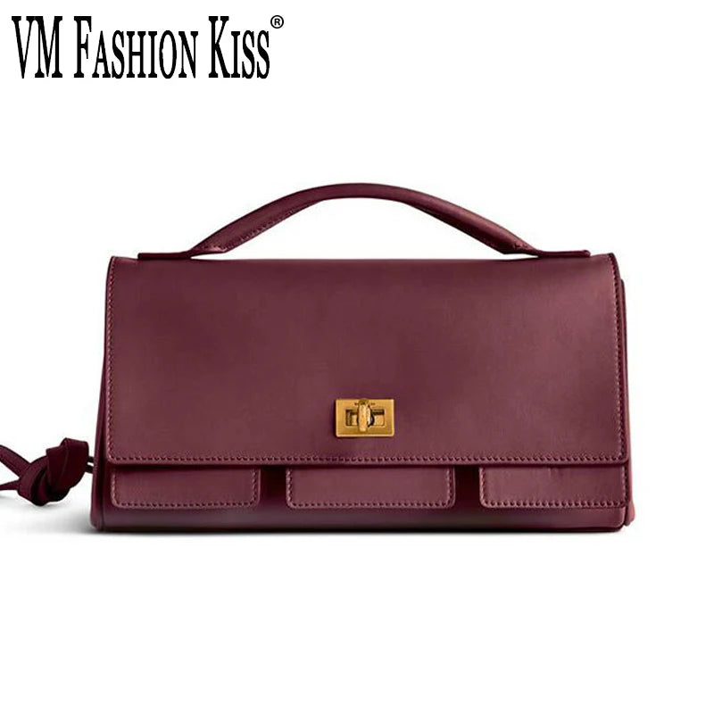 2025 New Luxury Design Top-Handle Bag For Women Evening Handbag Long Purse Solid Color Pu Shoulder Bags Fashionable Outfits