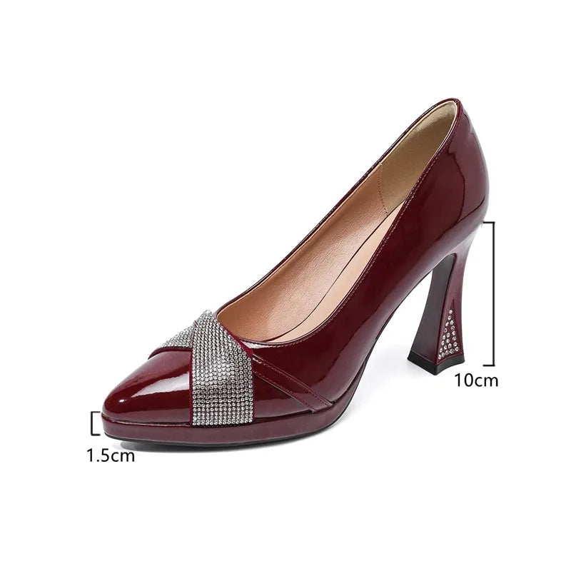 Women's Banquet Shoes High Heels 2025 Autumn Pointed Toe Pump Platform Rhinestone Dress Shoes Fashion Temperament Women's Shoes