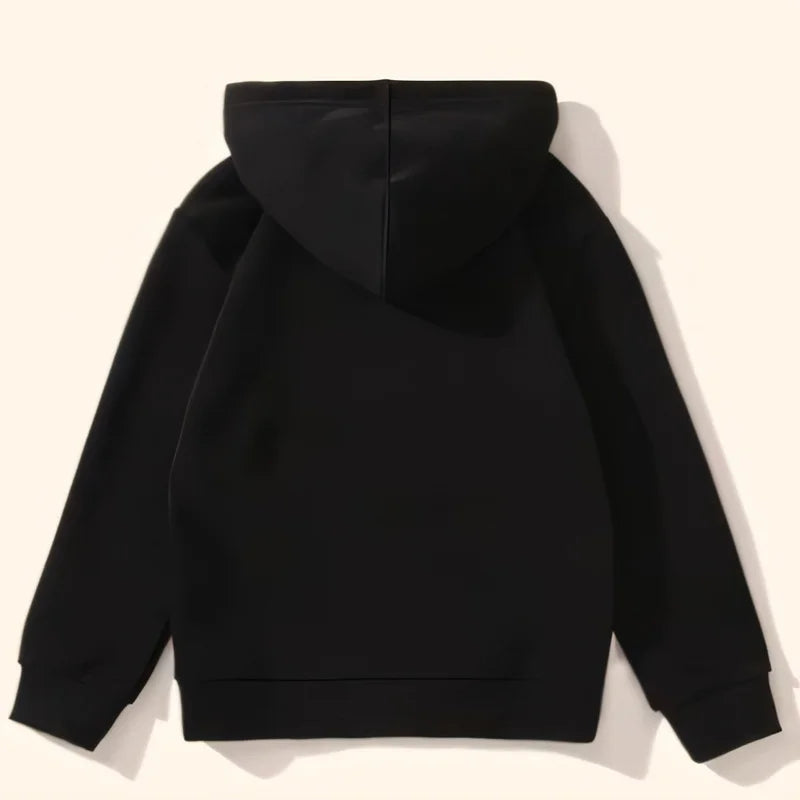 Child Sweatshirt Black Kids Clothes Autumn and Winter Children's Pullover Sweater with Fleece Hoodie Casual Children's Hoodie