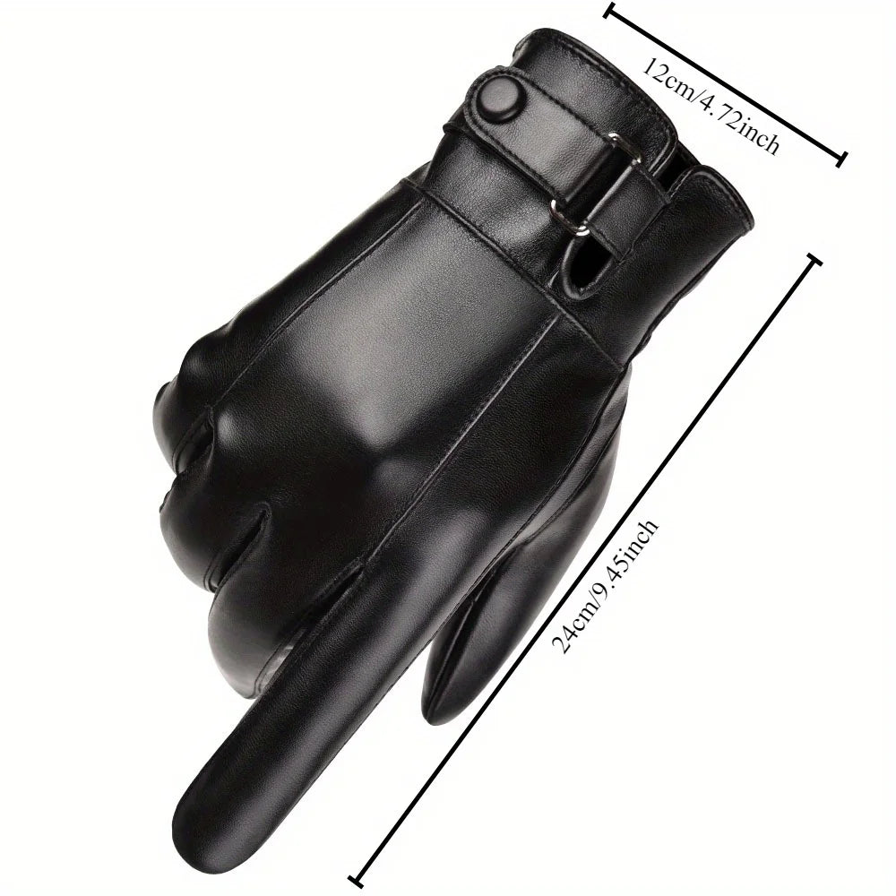 Winter Gloves For Men Genuine Leather Gloves Outdoor Cycling Black Real Sheepskin Keep Warm Driving Motorcycle Gloves