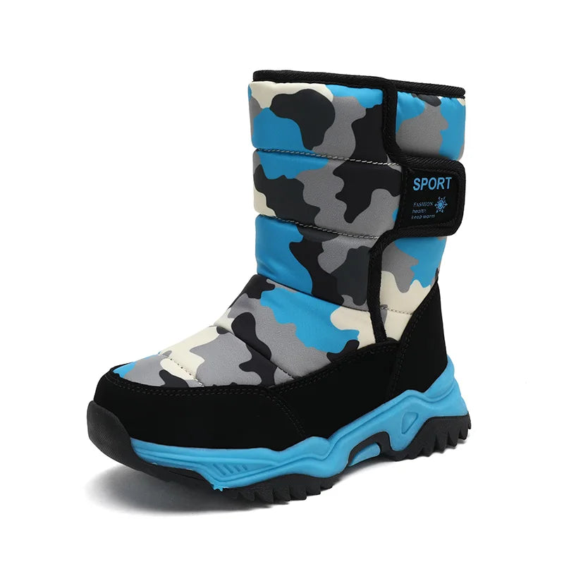 2025 Winter Children Shoes Plush Waterproof Fabric Non-Slip Girl Shoes Rubber Sole Snow Boots Fashion Warm Outdoor Boots