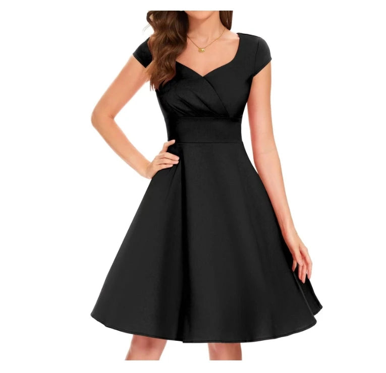 2025 Summer Fashion Dresses for Women Short 1950s Retro Vintage Cocktail Party Swing Dresses Party Red Dress