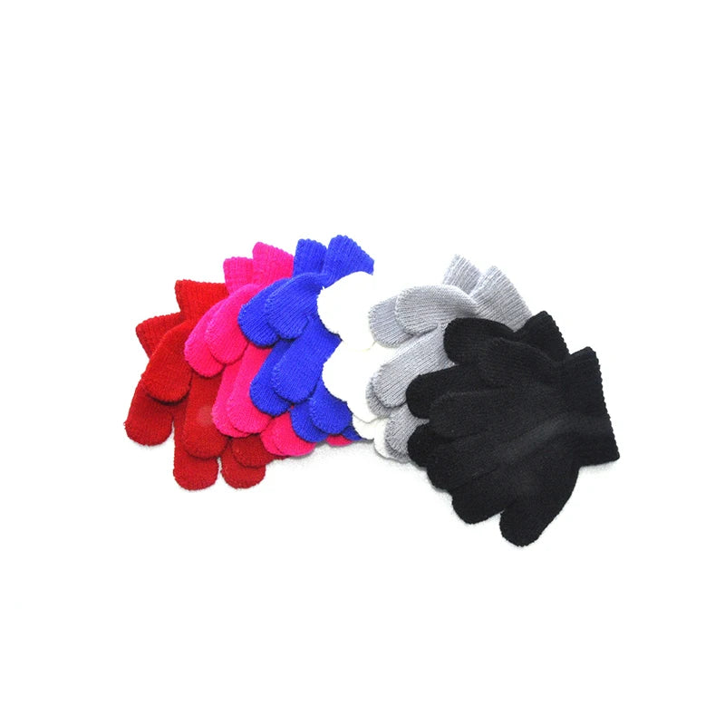 Children 1-3Y Winter Knitted Warm Gloves For Boys Girls Student New Solid Color Knitting Mittens Outdoor Cycling Skiing Gloves