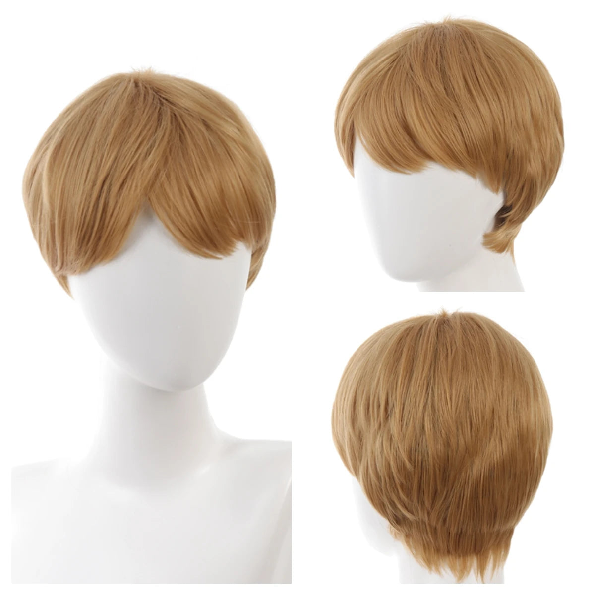 Synthetic wigs for men broken cap 10cm short straight hair slightly curly blonde color wig ponytail cosplay Christmas gifts