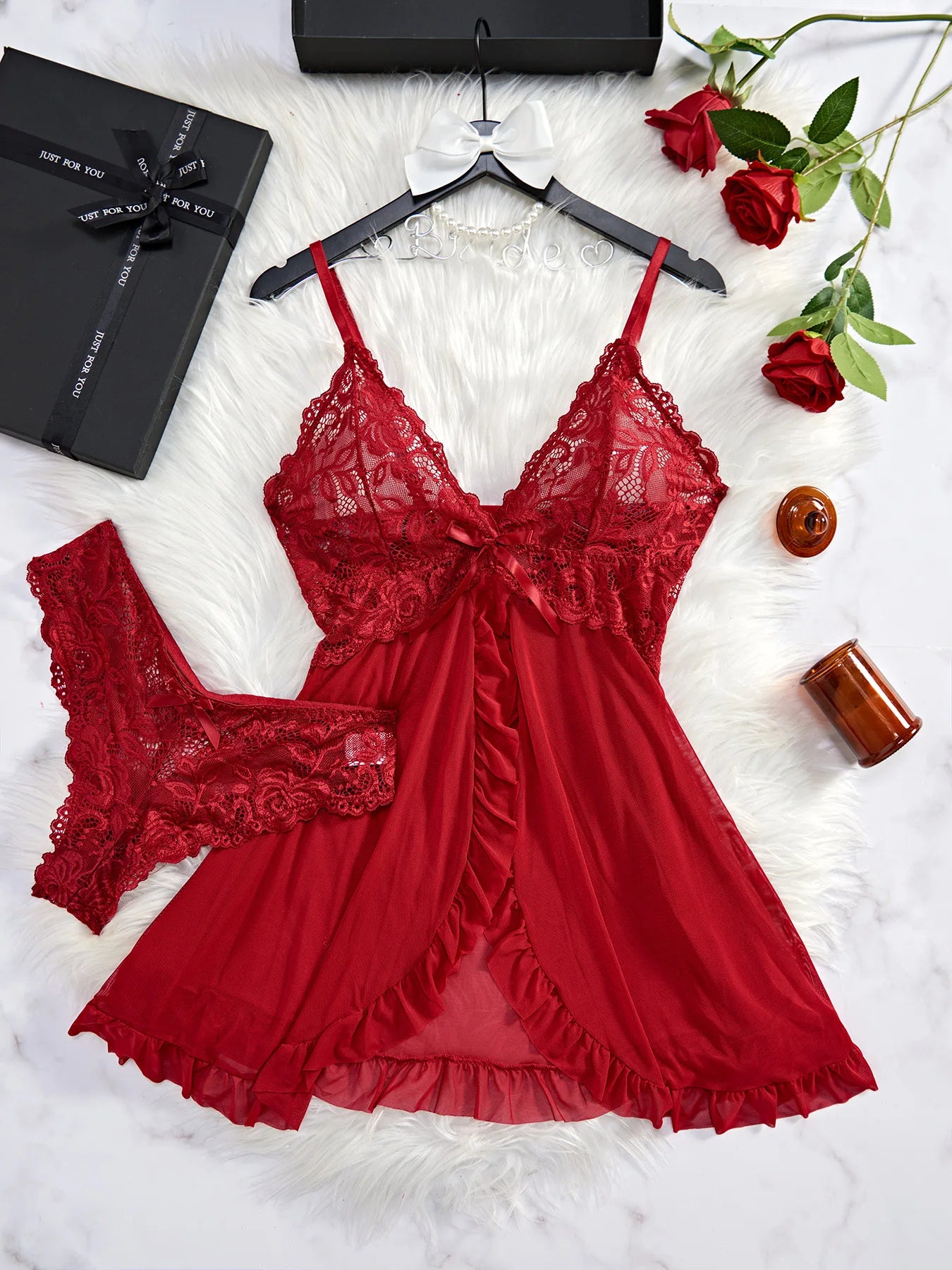 Women's Underwear Sexy Lingerie Set Erotic Bra Nightdress Sexy Lace Sleepwear Solid Slim Soft Dresses Erotic Sleepwear & Dresses