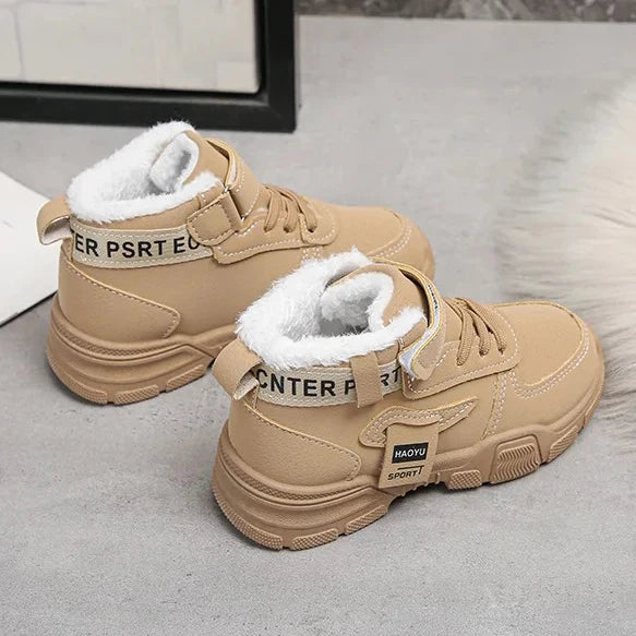 2025 Winter New Children's Boots Boys Plus Cashmere Thicken Warm Snow Boots Girls Fashion Non-slip Outdoor Boots Student Shoes