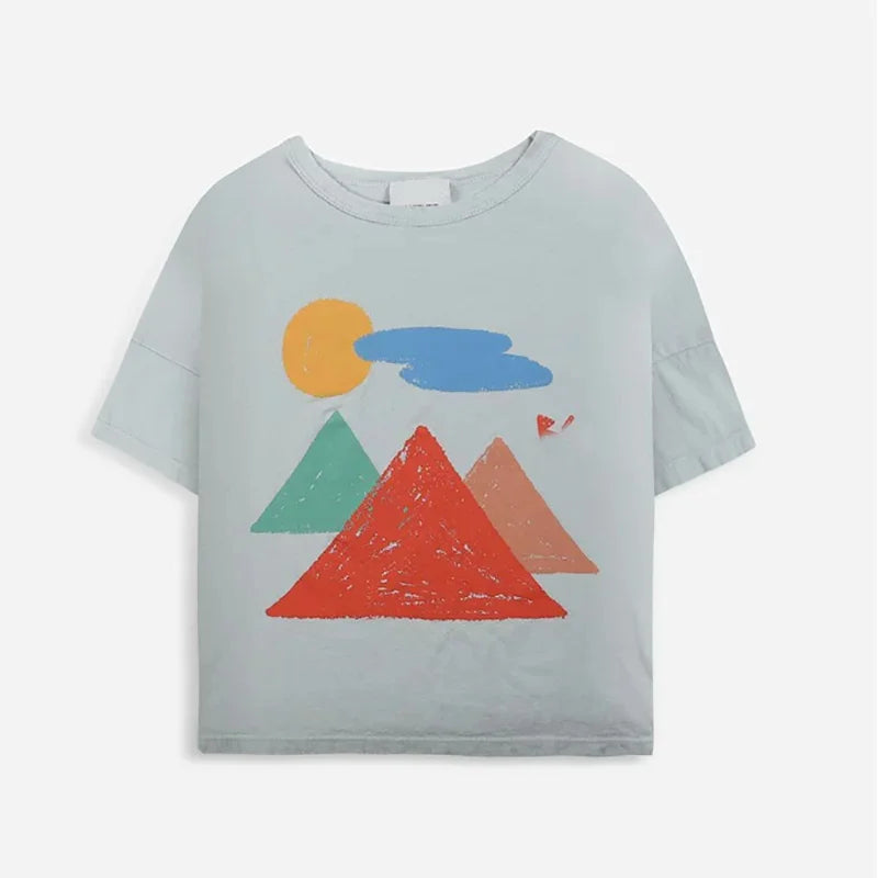 Children's T-shirts 2024 Summer Casual Tops for Kids Cartoon Printing Short-sleeves Tees Girls Blouse Boys Shirts Baby Outerwear