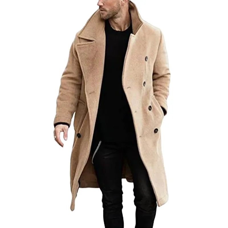 23 Autumn and Winter Woolen Men's Coat Long Multi-color Multi-code Woolen Windbreaker European Coat Double-breasted