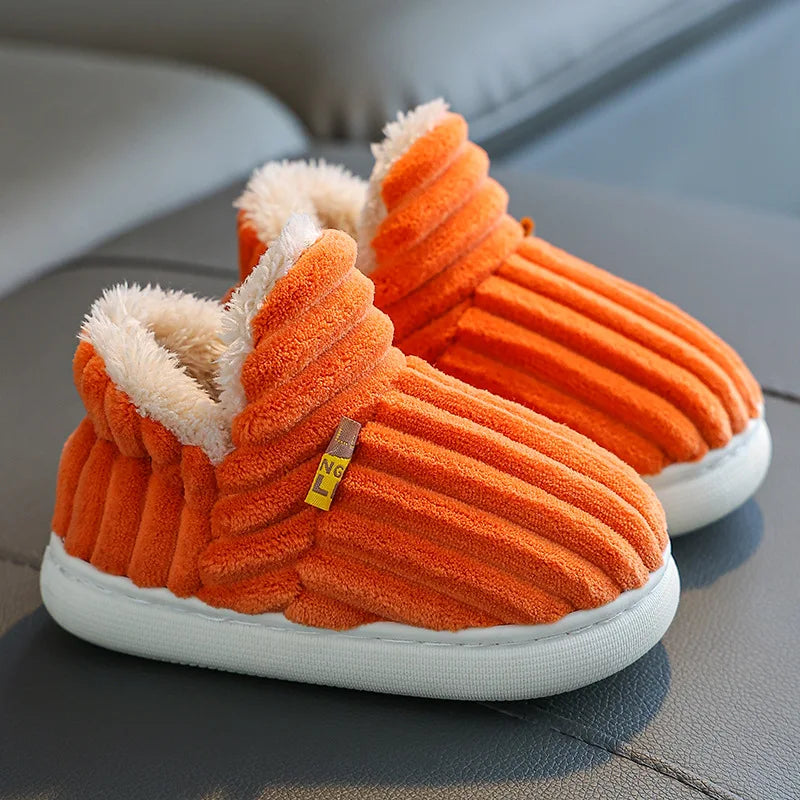 Children's Winter Plush Warm Slippers Kids Shoes Girls Boys Shoes Home Non-slip Snow Boots Student Cotton Shoes 1-10 Years