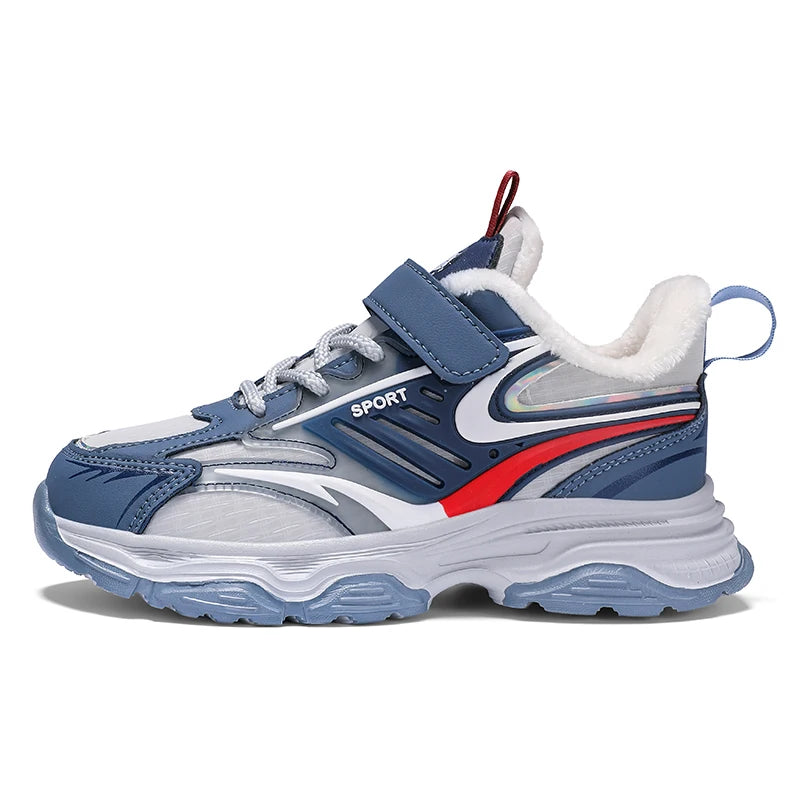 Children Winter Leather Cotton Shoes Boys Waterproof Warm Running Shoes Kids Outdoor Casual Shoes Warm Sports Shoes for Girls