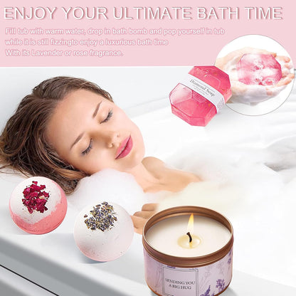 Birthday Gifts for Women, Get Well Soon & Self Care Gifts for Women, Relaxing Spa Gifts Basket with Luxury Flannel Blanket, Thanks Mothers Day Gifts for Mom Her Friend Sister Wife Grandma