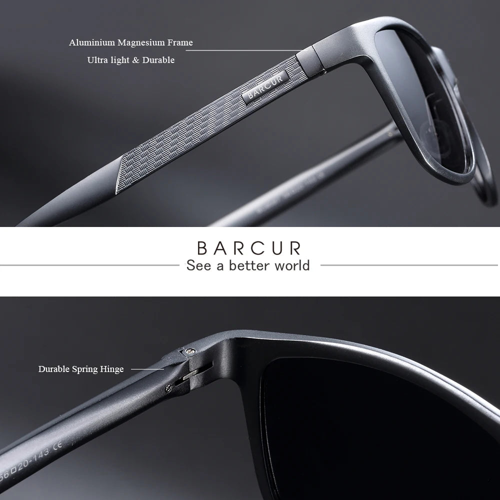 BARCUR Aluminum Men Sunglasses Polarized Male Sun Glasses For Men Women Eyewear Accessories