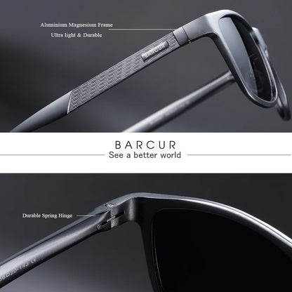 BARCUR Aluminum Men Sunglasses Polarized Male Sun Glasses For Men Women Eyewear Accessories