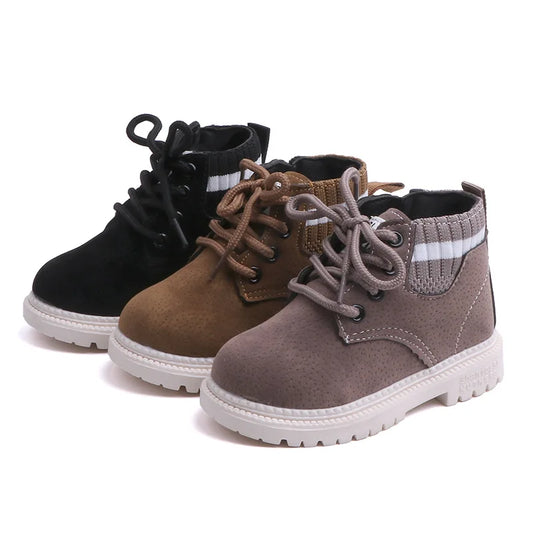 Children's Casual Shoes Autumn Winter Snow Boots Boys Shoes Fashion Leather Soft Antislip Girls Boots 21-30 Sport Running Shoes