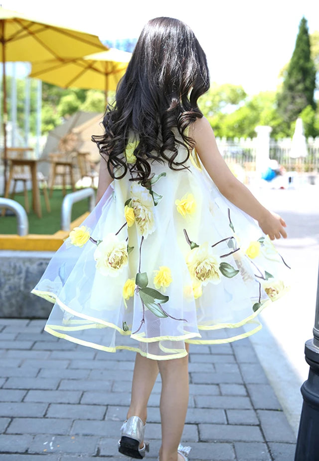 Girls Flower Bohemian Summer Dress ChildKids Girl Beach Dresses Chiffon Dresses Floral Teenager Girl's Clothes 6 8 10 12 14 Year