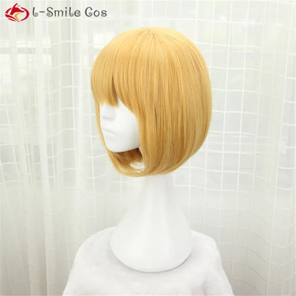 Wigs  M Mihael Keehl Short Yellow Heat Resistant Hair Pelucas Cosplay Costume Wigs + Wig Cap