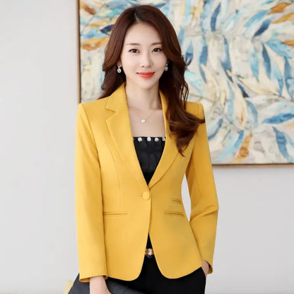 Naviu High-Quality Blazer Straight and Smooth Jacket Office Lady Style Coat Business Formal Wear Candy Color Heavy Tops