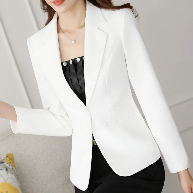 Naviu High-Quality Blazer Straight and Smooth Jacket Office Lady Style Coat Business Formal Wear Candy Color Heavy Tops