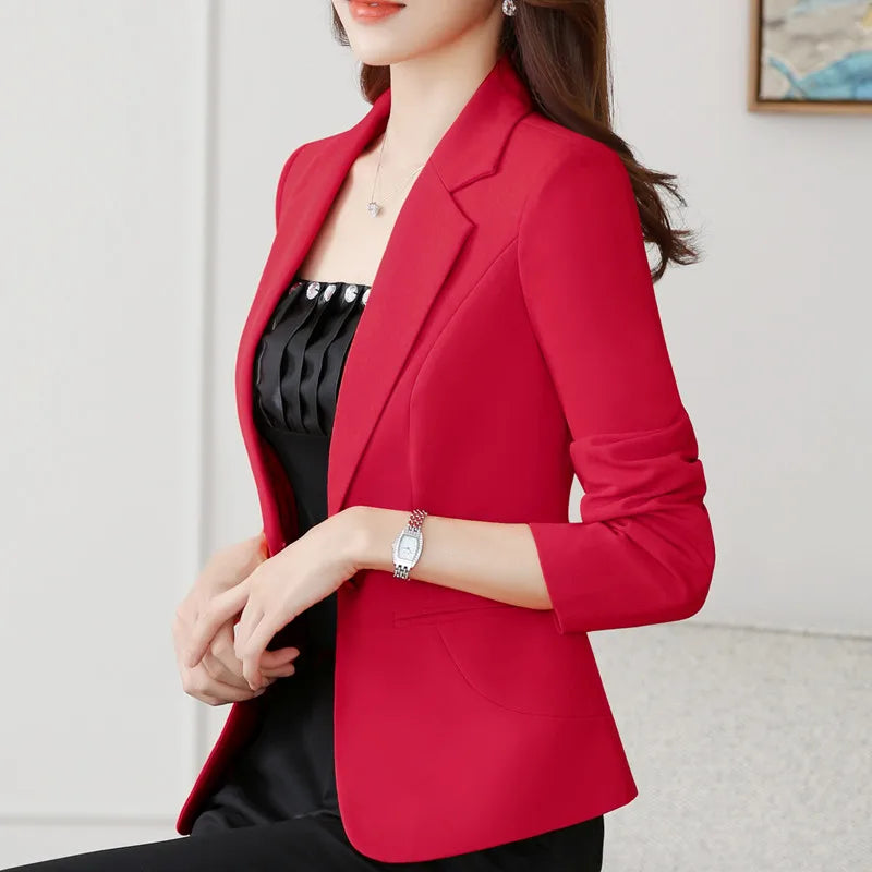 Naviu High-Quality Blazer Straight and Smooth Jacket Office Lady Style Coat Business Formal Wear Candy Color Heavy Tops