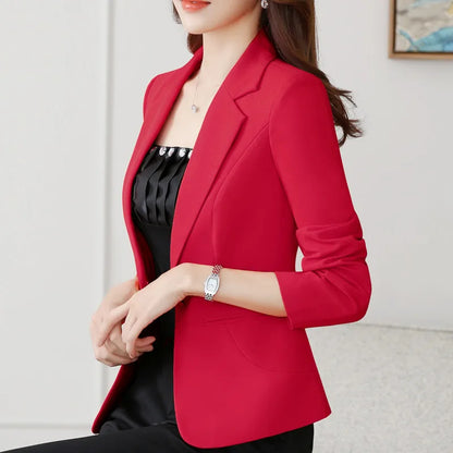 Naviu High-Quality Blazer Straight and Smooth Jacket Office Lady Style Coat Business Formal Wear Candy Color Heavy Tops
