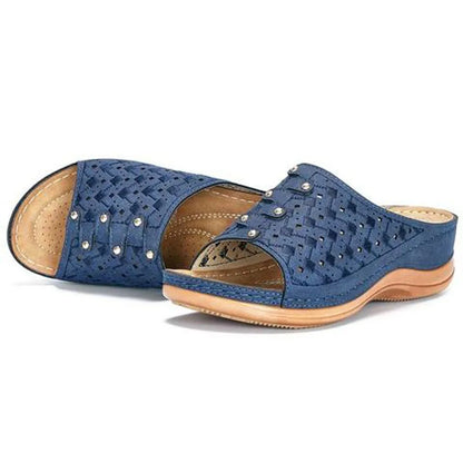 Women Heeled Sandals Soft Comfortable Beach Shoes Thick Sole Large Size Casual Slippers