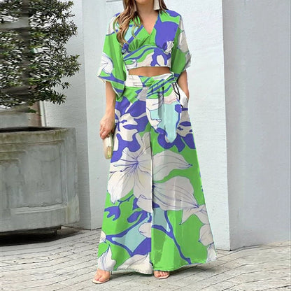 Summer Fashion Two-Piece Suit Fall Fashion Sexy Minimalist Sling Bell-Bottom Pants Suit