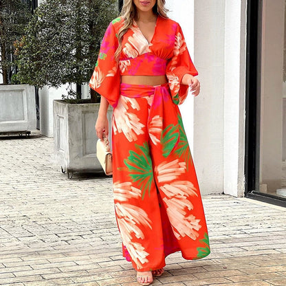 Summer Fashion Two-Piece Suit Fall Fashion Sexy Minimalist Sling Bell-Bottom Pants Suit
