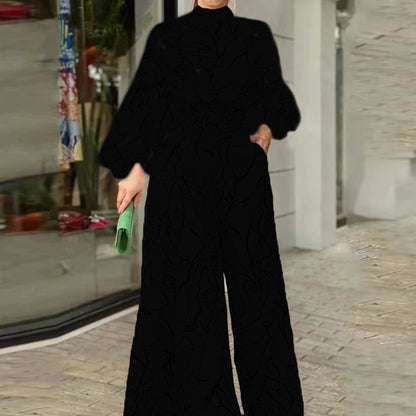 Female Temperament Leisure Print Long Sleeves Loose Jumpsuit Women Elegant Printed Jumpsuit