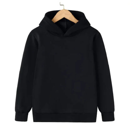 Child Sweatshirt Black Kids Clothes Autumn and Winter Children's Pullover Sweater with Fleece Hoodie Casual Children's Hoodie