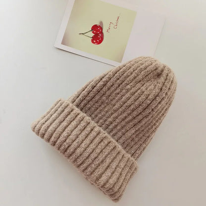 Winter Hats For Girls Boys Beanie Children Solid Color Knitted Ear Protection Keep Warm Baggy Cap Trendy Bonnet Winter Cap