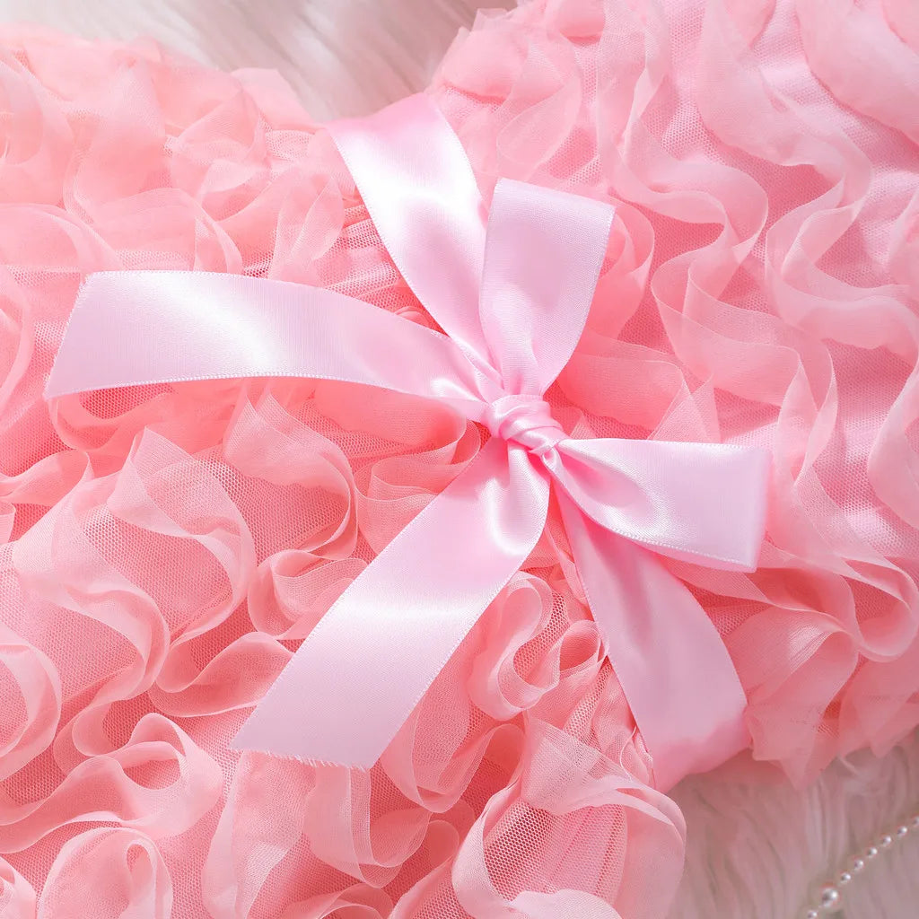 Kids Girl Pink Dress Elegant Short Sleeve Floral Toddler Girls Summer Dresses Cute Fashion Sweet Children Dress 3 4 5 6 7 Yrs