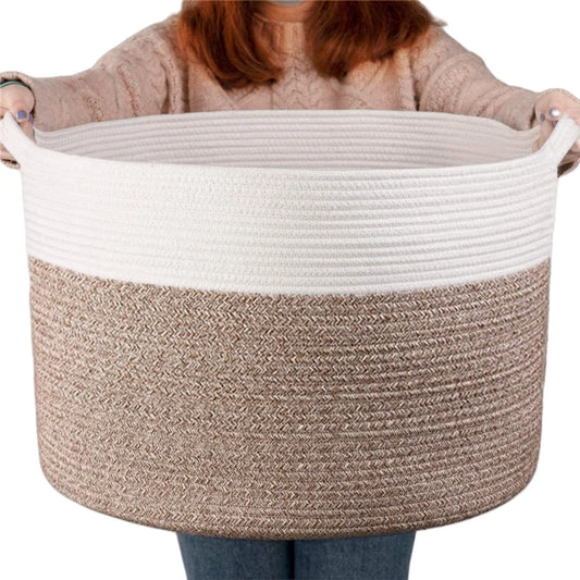 Household Wicker Dirty Laundry Basket ，Oversized Cotton Woven Storage Basket,Store Clothes and Miscellaneous ,Foldable Toy Stora