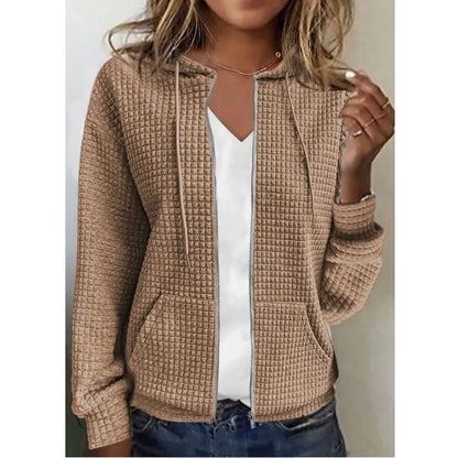 Women's Coats Zipper Hooded Cardigan Long Sleeve Sweater Jacket for Women