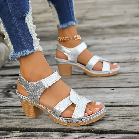 Women Platform High Heels Sandals 2024 Summer Dress Chunky Open Toe Shoes New Design Brand Slingback Sandals Female Zapatos Muje