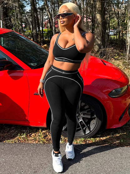 Women Activewear Summer Fitness Gym Yoga Sets Two Piece Set Bra Crop Top And High Waist Leggings Sportswear Training Workout Set